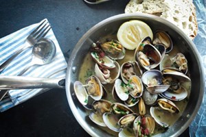 Clams and pipis in white wine sauce